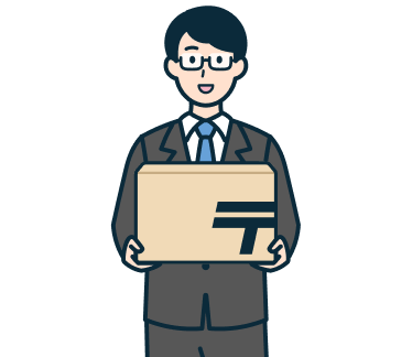 ゆうパックを持ったその他社員（男性）