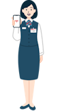 スマホを持った窓口社員（女性）の全身2