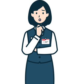 顎に手を当てた困り顔の窓口社員（女性）