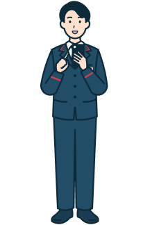 スマホを持った窓口社員（男性）の全身