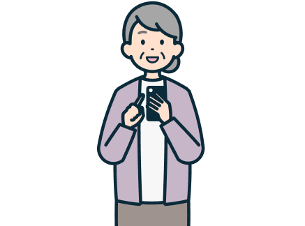 スマホを持った高齢のお客さま（女性）
