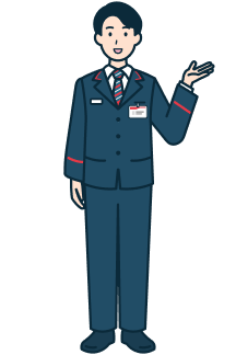 案内する窓口社員（男性）の全身2