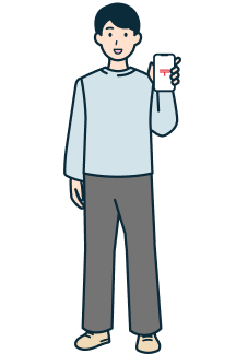 スマホを持ったお客さま（男性）の全身3