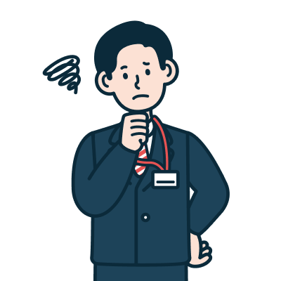 考えている窓口・渉外営業社員（男性）のイラスト