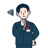 考えている窓口・渉外営業社員（男性）のイラスト