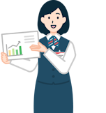 説明する窓口社員（女性）