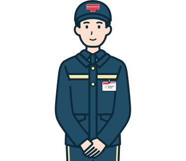 手を組んだ集配社員（男性）