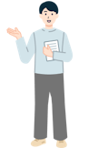 書類を持ったお客さま（男性）の全身