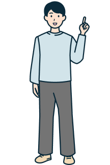 指差しするお客さま（男性）の全身