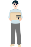 ゆうパックを持ったお客さま（男性）の全身