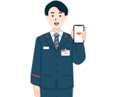 スマホを持った窓口社員（男性）3