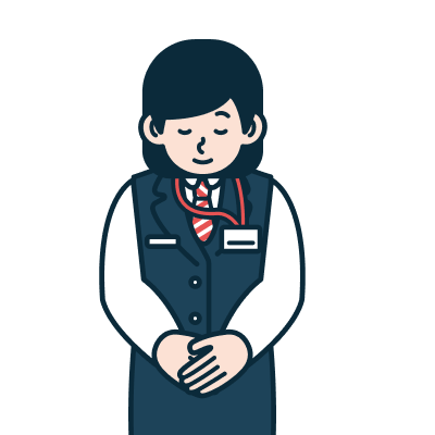 お辞儀をする窓口・渉外営業社員（女性）のイラスト