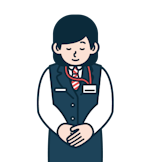 お辞儀をする窓口・渉外営業社員（女性）のイラスト