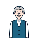 笑顔のお年寄りのお客さま（男性）のイラスト