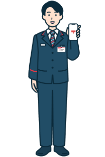 スマホを持った窓口社員（男性）の全身3