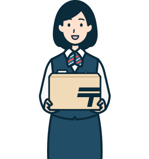 ゆうパックを持った窓口社員（女性）