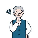 考えているお年寄りのお客さま（男性）のイラスト