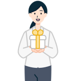 プレゼントを持ったお客さま（女性）