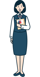 ゆうパケットポストを持った窓口社員（女性）の全身