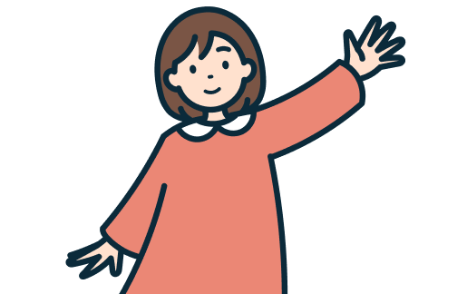 手を上げた子供のお客さま（女性）