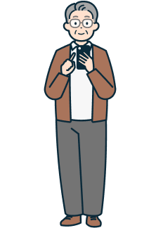 スマホを持った高齢のお客さま（男性）の全身