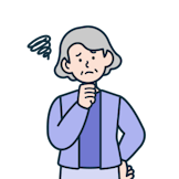 考えているお年寄りのお客さま（女性）のイラスト