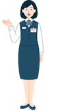 案内する窓口社員（女性）の全身