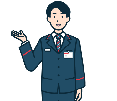 案内する窓口社員（男性）