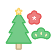 クリスマスツリーと植物