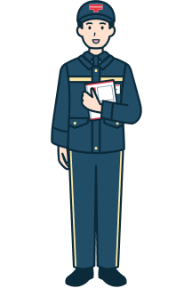 レターパックプラスを持った集配社員（男性）の全身