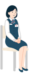 窓口社員（女性）の座位斜め