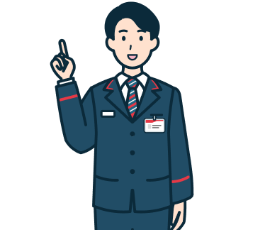 指差しする窓口社員（男性）