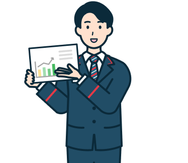 説明する窓口社員（男性）