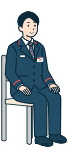 窓口社員（男性）の座位斜め
