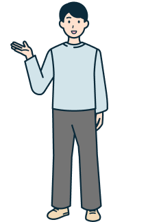 手を上げたお客さま（男性）の全身