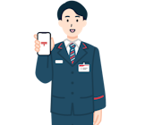 スマホを持った窓口社員（男性）2