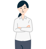 腕を組んだ怒り顔のお客さま（女性）
