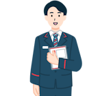 レターパックプラスを持った窓口社員（男性）