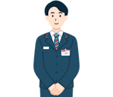 手を組んだ窓口社員（男性）