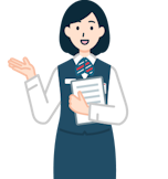 書類を持ち案内する窓口社員（女性）