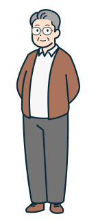 高齢のお客さま（男性）の全身斜め