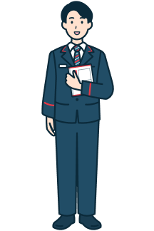 レターパックプラスを持った窓口社員（男性）の全身