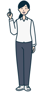 指差しするお客さま（女性）の全身