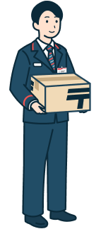 ゆうパックを持った窓口社員（男性）の全身斜め