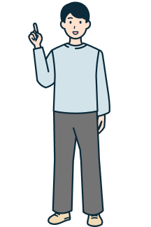 指差しするお客さま（男性）の全身2