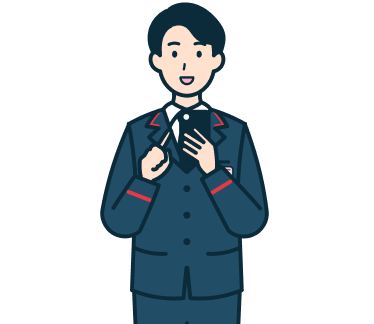 スマホを持った窓口社員（男性）