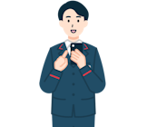 スマホを持った窓口社員（男性）