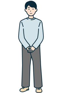 手を組んだお客さま（男性）の全身