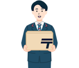 ゆうパックを持った窓口社員（男性）