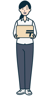 ゆうパックを持ったお客さま（女性）の全身